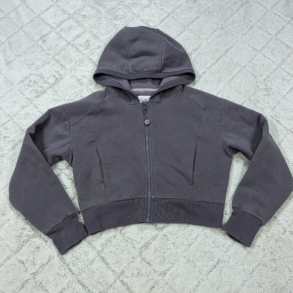 Athleta Girl Jacket Kids L/12 Purple Dusk Violet Retroactive Midi Full Zip Hood  - Picture 1 of 9